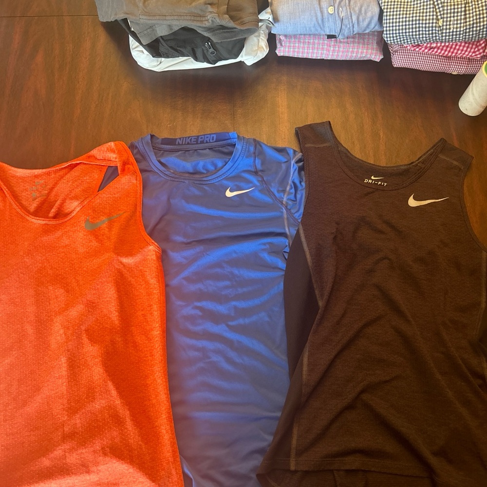 Nike Pro Tank Tops - Vibrant Orange, Cool Blue, Classic Black